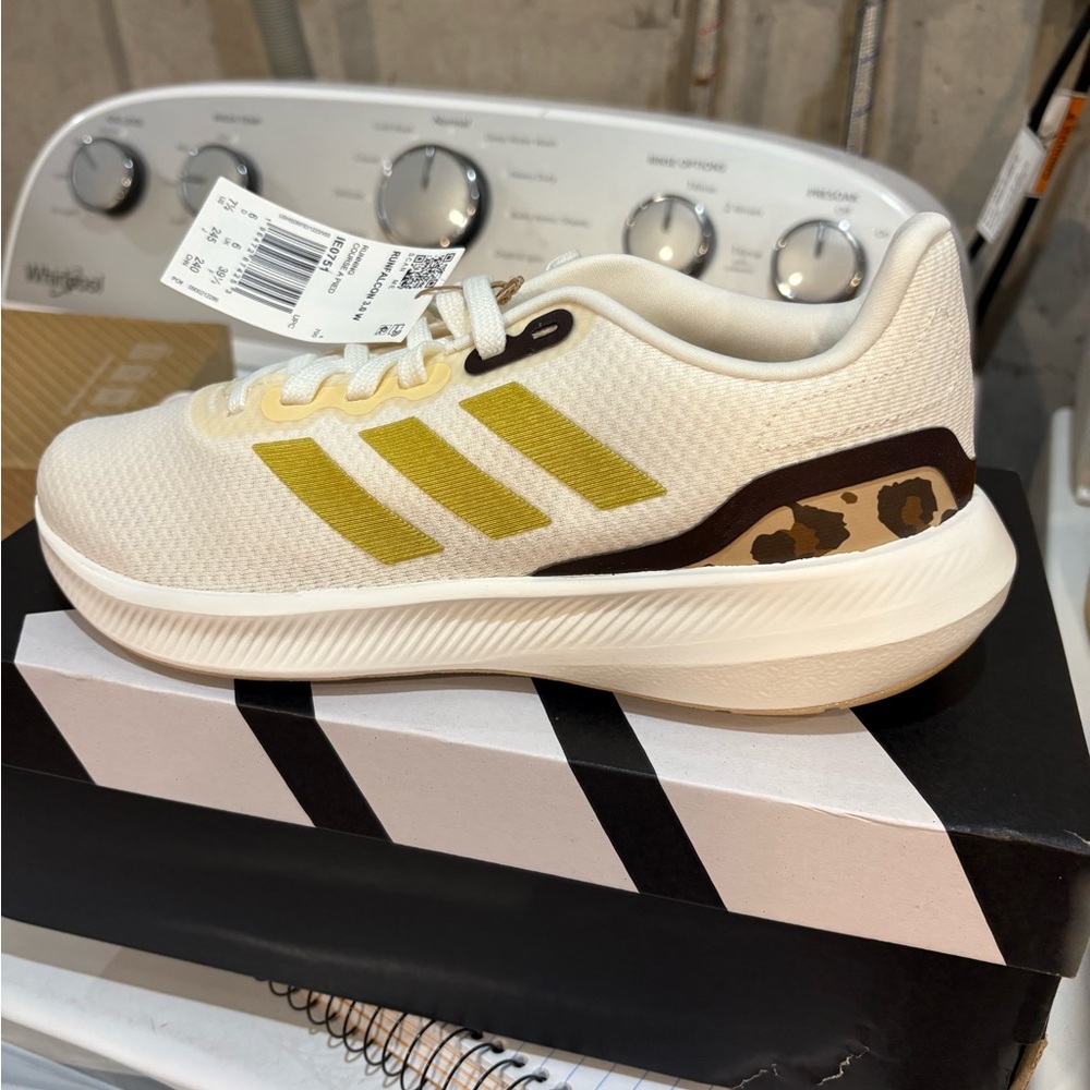 Adidas leopard accent sneakers